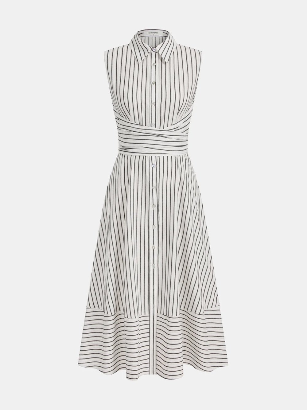 Commense Sleeveless White Dress with Black Stripes - Picture 2 of 4